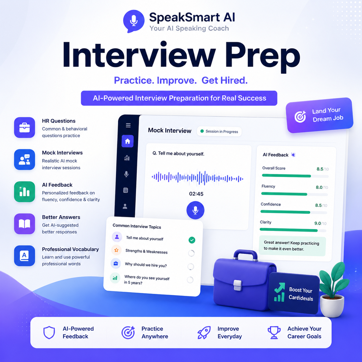 SpeakSmart AI Interview Prep - Monthly